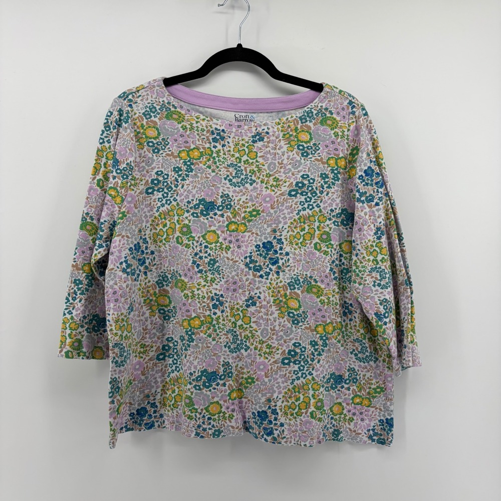 Croft & Barrow Womens‎ XL 3/4 Sleeve Floral Print Crew Neck Top Shirt